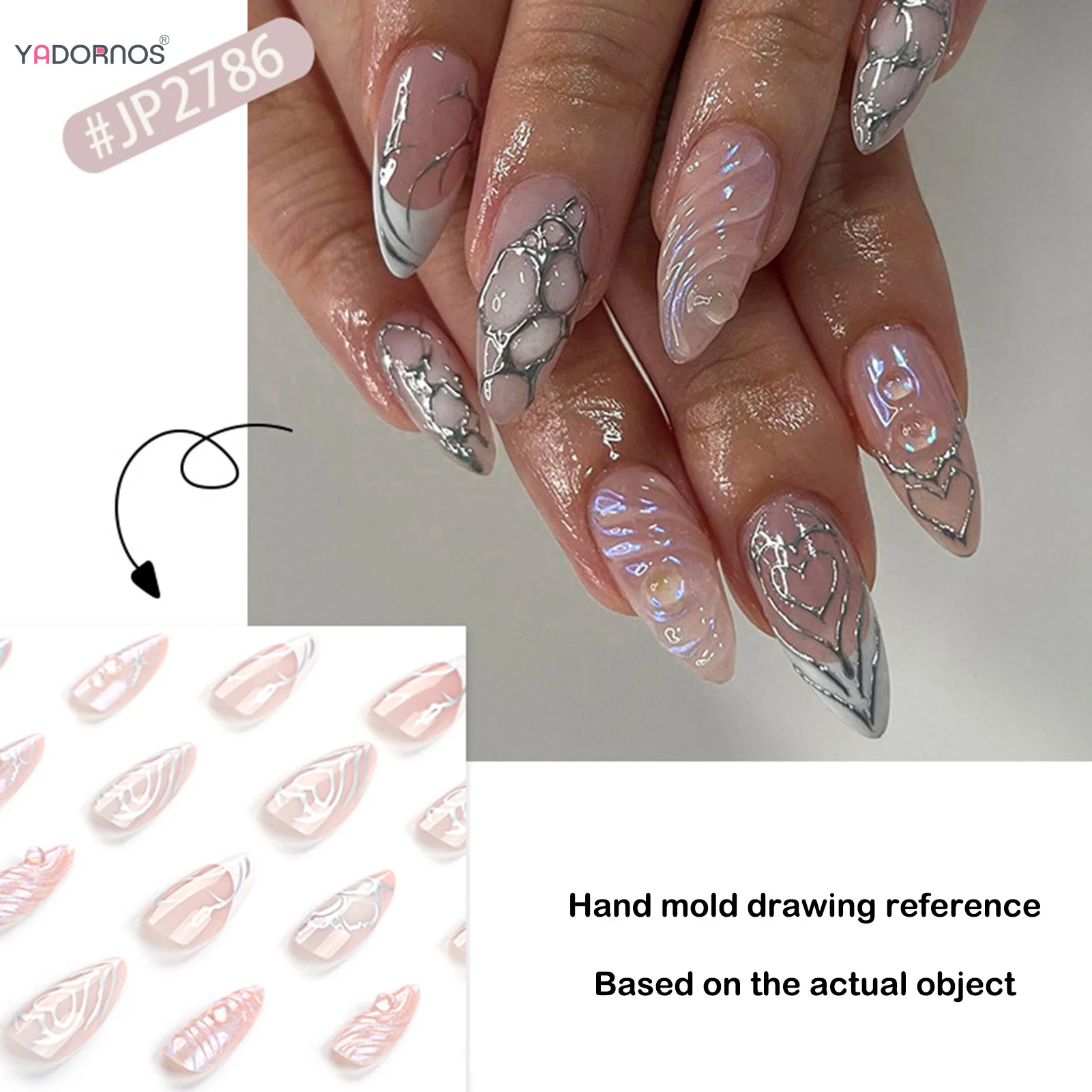 Миндалевидные накладные ногти с клеем, белые французские накладные ногти, блестящие искусственные ногти телесного цвета для ежедневного использования женщинами и девушками