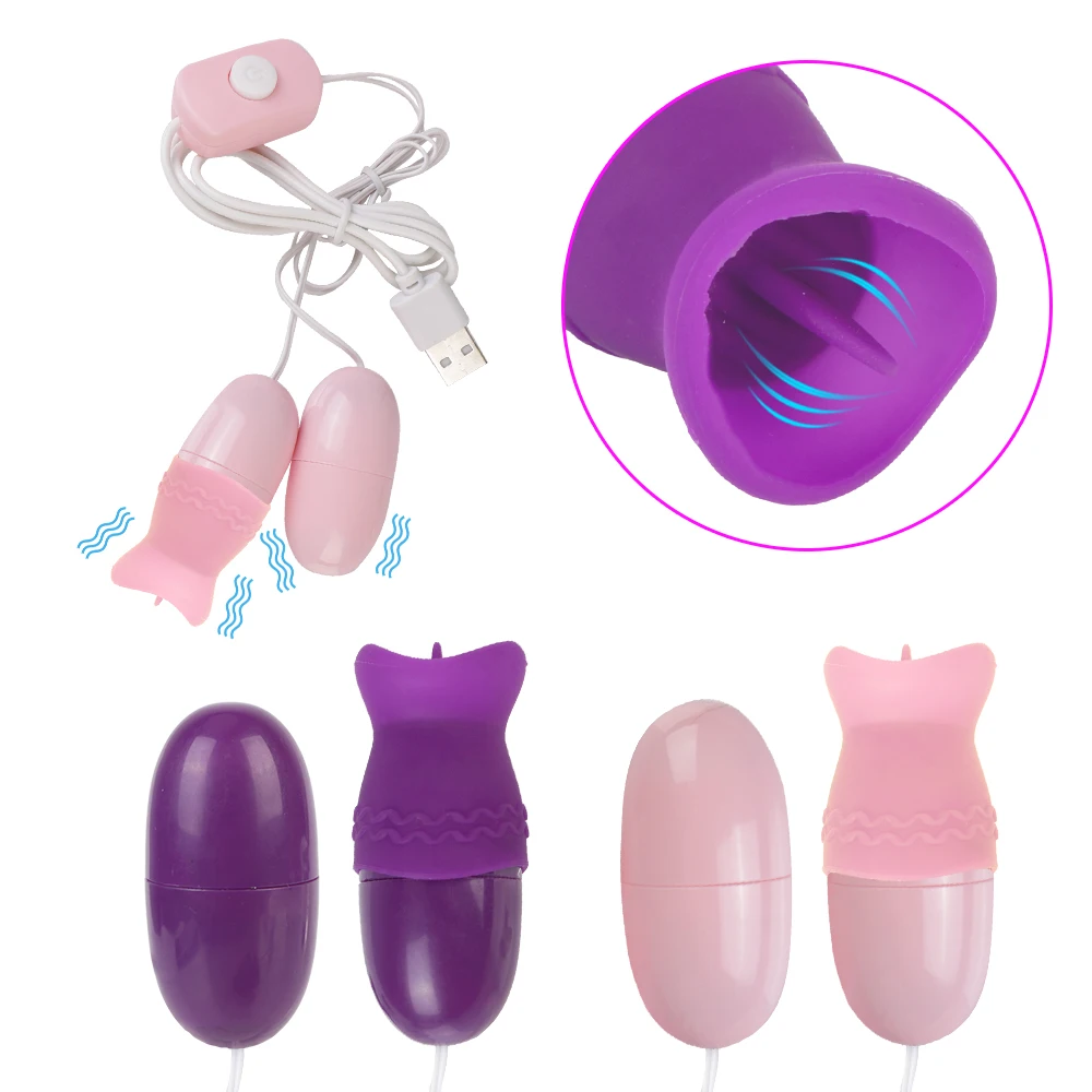 Мощное двойное вибрирующее яйцо, язык, Вибратор для вылизывания полости рта, Массаж влагалища, Точка G, Стимулятор клитора, секс-игрушки для женщин, секс-шоп