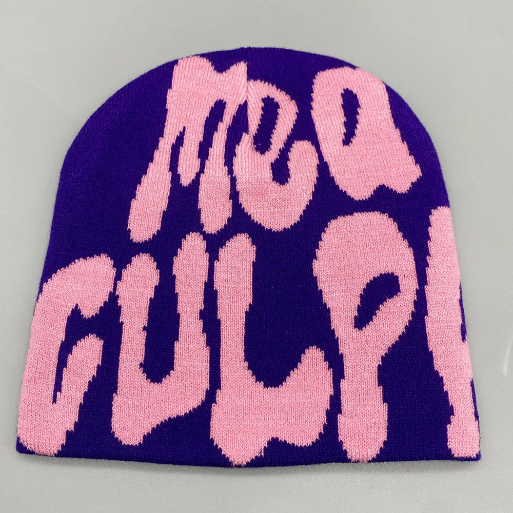 Модные зимние шапки, вязаная шапка в стиле хип-хоп с алфавитом, женские Мужские уличные Теплые шапочки, Персонализированная трендовая Повседневная кепка, эластичная кепка в стиле ретро