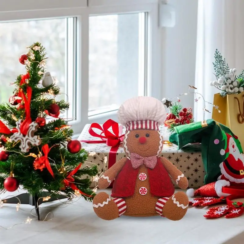 Рождественский Пряничный человечек Плюшевое украшение, Имбирная мягкая игрушка, Мультяшная кукла, Мягкий и очаровательный Плюшевый Пряничный Человечек Для