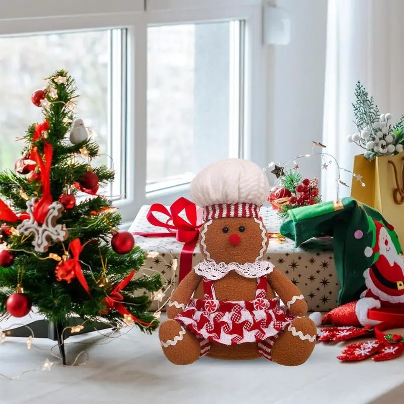 Рождественский Пряничный человечек Плюшевое украшение, Имбирная мягкая игрушка, Мультяшная кукла, Мягкий и очаровательный Плюшевый Пряничный Человечек Для