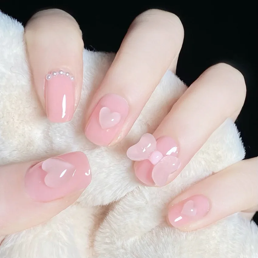 Накладные ногти в виде розового матового тюльпана, ручная роспись, Искусственный дизайн ногтей, полное покрытие, Водонепроницаемый Съемный пресс на ногтях
