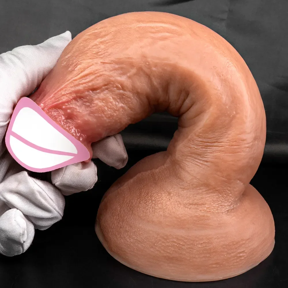 Супер мягкий реалистичный силиконовый большой темный фаллоимитатор с прочной присоской, играющий без рук, вагина, точка G, Анальная секс-игрушка для взрослых для женщин