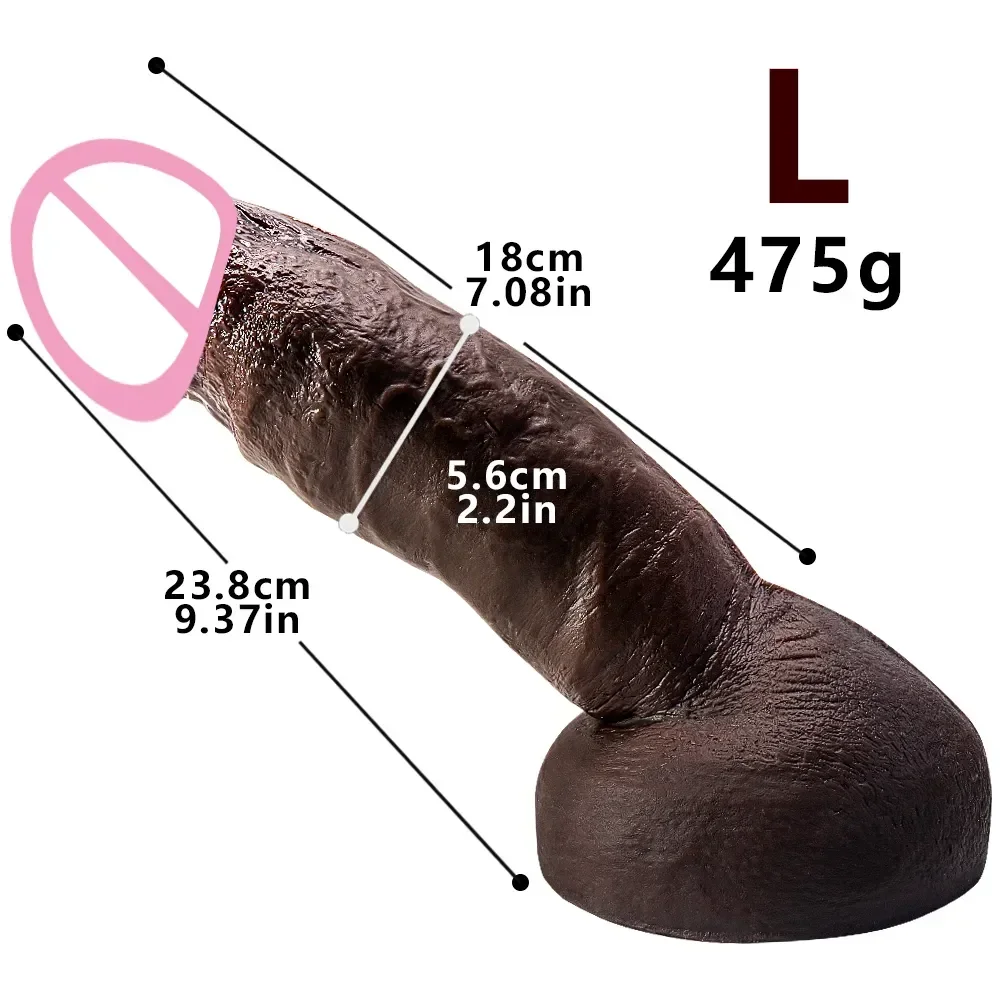 Супер мягкий реалистичный силиконовый большой темный фаллоимитатор с прочной присоской, играющий без рук, вагина, точка G, Анальная секс-игрушка для взрослых для женщин
