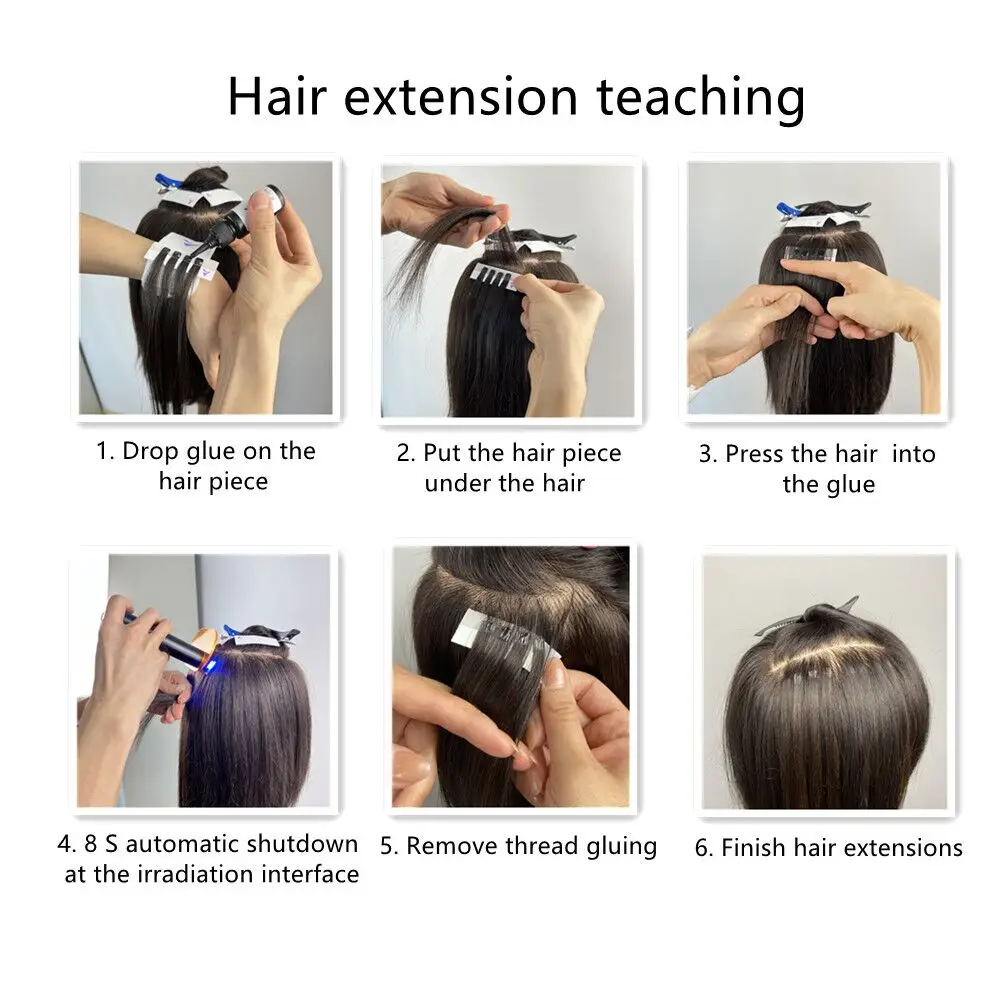 Парик для наращивания волос с технологией V-Light из натуральных волос, инструмент для быстрой пересадки, прочный и бесследный инструмент для наращивания волос лентой