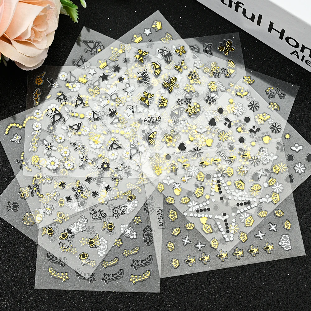 30 Листов Голографических бронзовых наклеек с бабочками, 3D самоклеящийся слайдер, золотые наклейки с изображением животных для украшения женского маникюра*