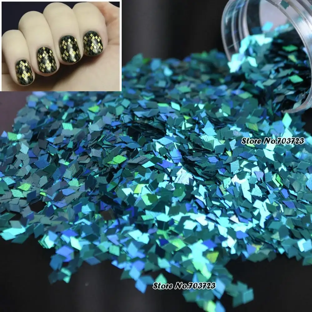 Украшение для ногтей Ромб, блестка, 3D Кусочек Лейгуана, блестки, Инструменты для ногтей, Сине-зеленый LB701