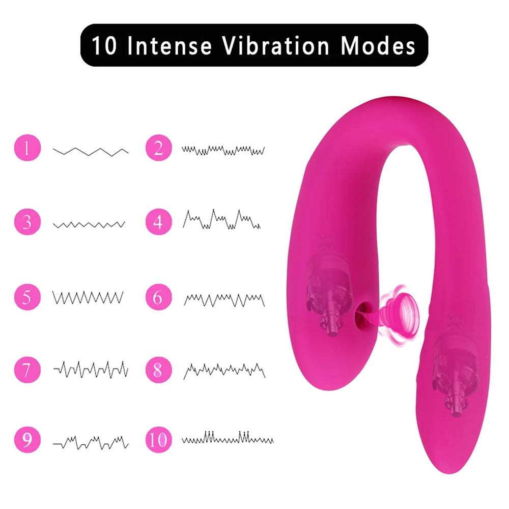 Вибратор для сосания клитора, Носимый U-образный фаллоимитатор, Оральный секс, Двойной стимулятор точки G, женская мастурбация, секс-игрушки для взрослых для женщин