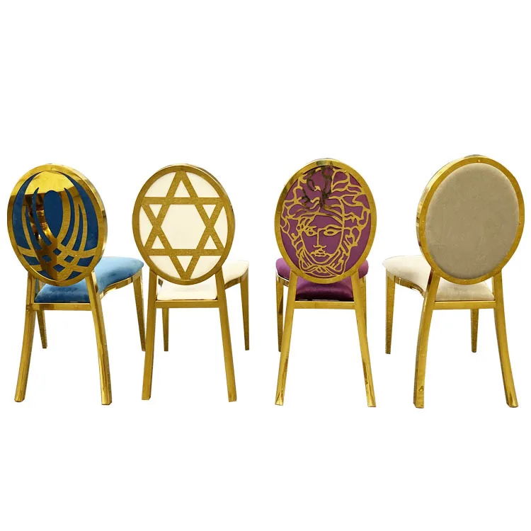 Обеденные стулья из нержавеющей стали, стулья с круглой спинкой, оцинкованные стулья, ткань из титана, золота, серебра, свадебный ресторан, часть мероприятия