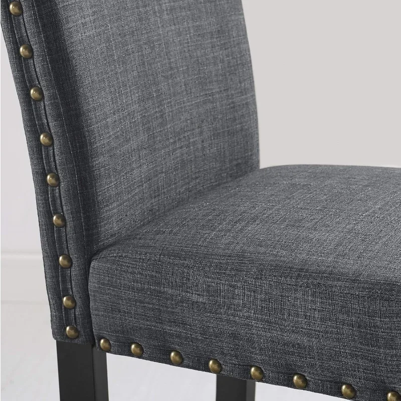Мебель Roundhill из ткани Biony серого цвета, обеденные стулья с отделкой гвоздями, упаковка из 2