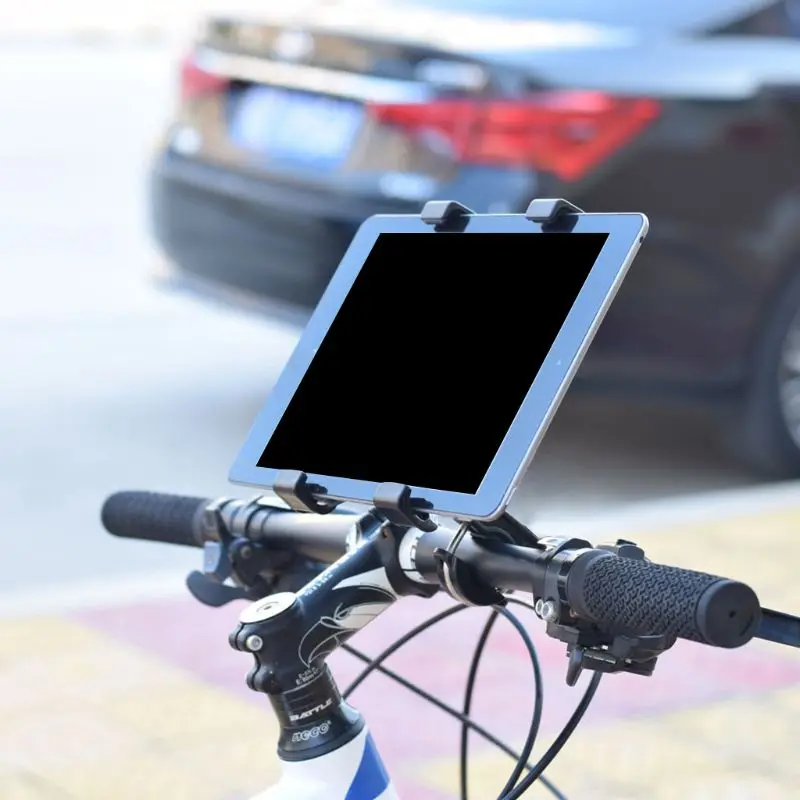 Крепление для планшета на велосипеде, держатель планшета на мотоцикле, зажим для планшета на велосипедном руле с поворотом на 360 градусов для планшетов 7-12 дюймов