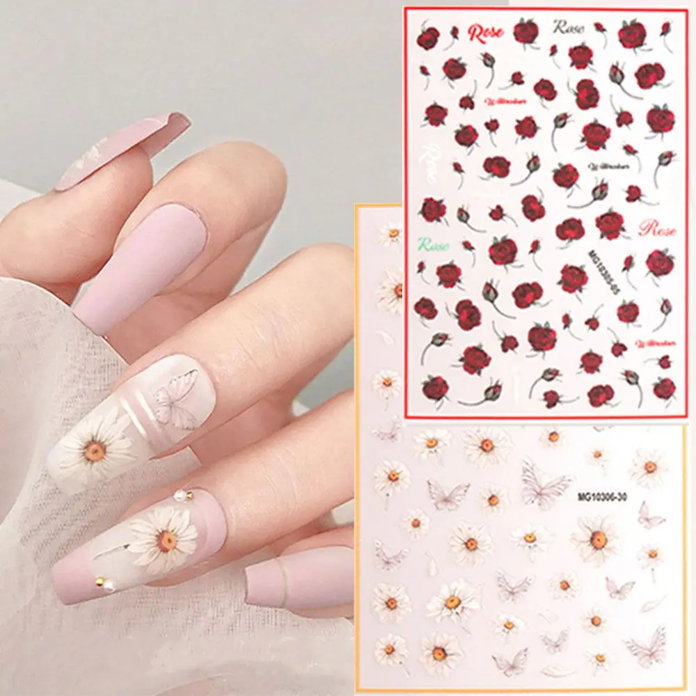 Мечтательные Красочные Бриллиантовые цветы Наклейки для ногтей DIY Наклейки со стразами Подвески для ногтей 3D Бабочки Наклейки для ногтей Наклейки для ногтей