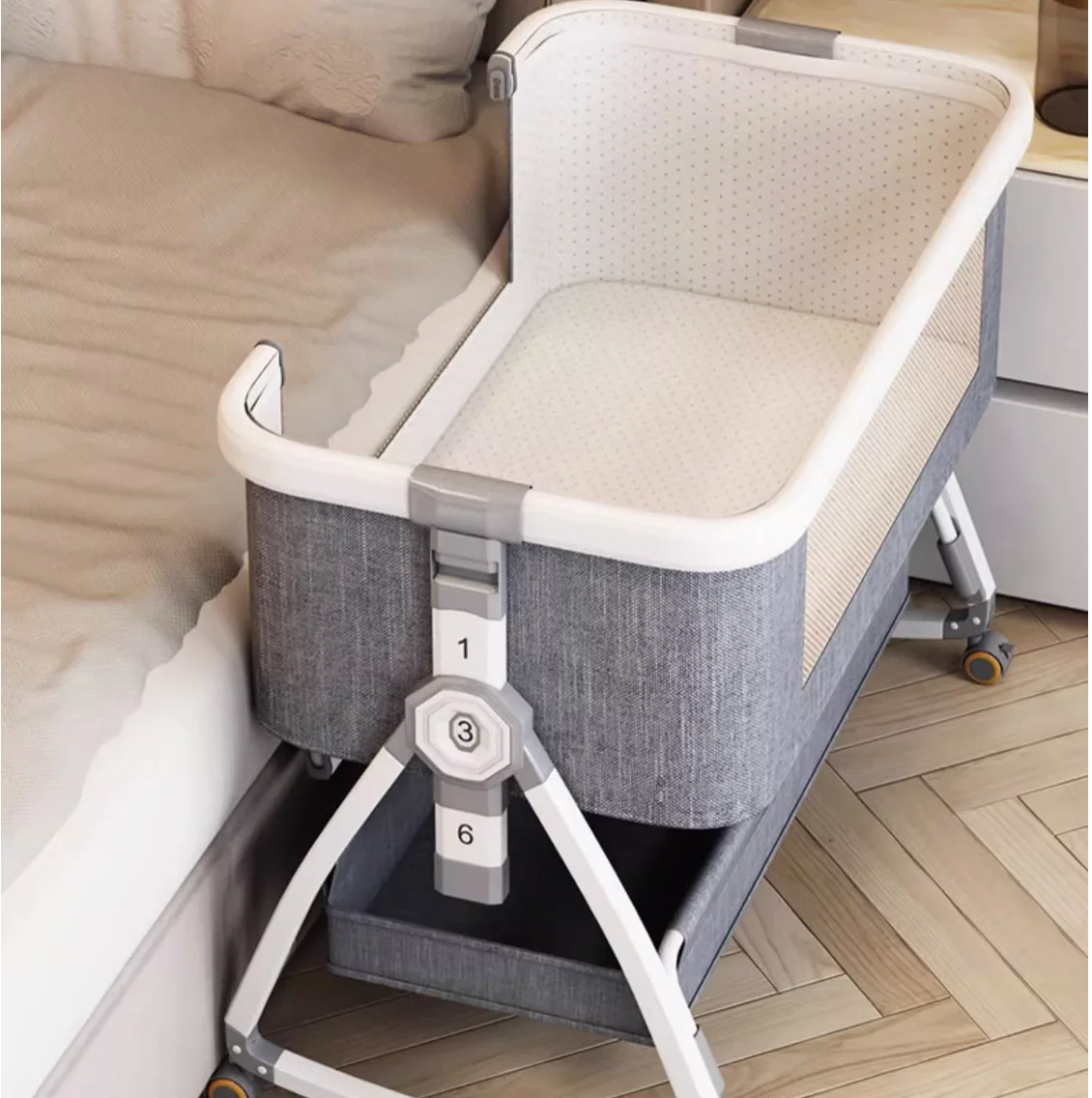Алюминиевая кроватка передвижная переносная люлька складная многофункциональная кровать bb состыкованная двуспальная кровать для новорожденных