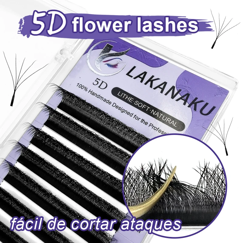 Lakanaku Automatic Flowering W Shape Bloom 3D 4D 5D 6D Готовые Объемные веера Для Наращивания ресниц, Натуральные Мягкие Профессиональные реснички