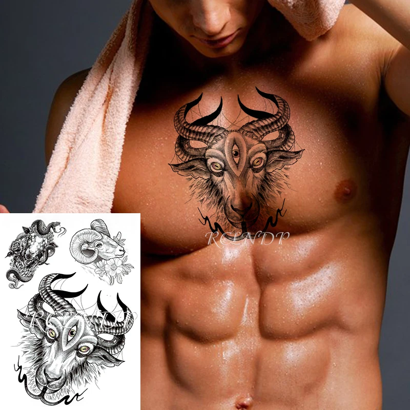 Водонепроницаемая временная татуировка, наклейка с тремя глазами, Овцы, Змеи, Животное, Цветок, поддельная татуировка, флэш-татуировка, Рука, нога, искусство для женщин, мужчин