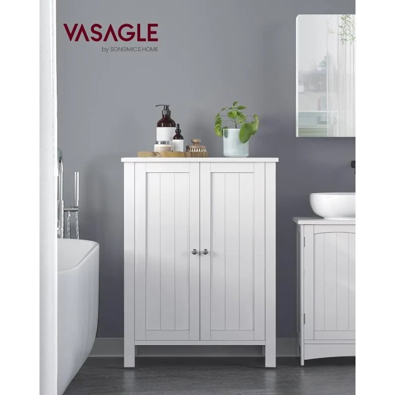 Напольный шкаф для хранения в ванной комнате VASAGLE, Блок для хранения в ванной комнате с 2 регулируемыми полками, Отдельно Стоящий шкаф для ванной комнаты