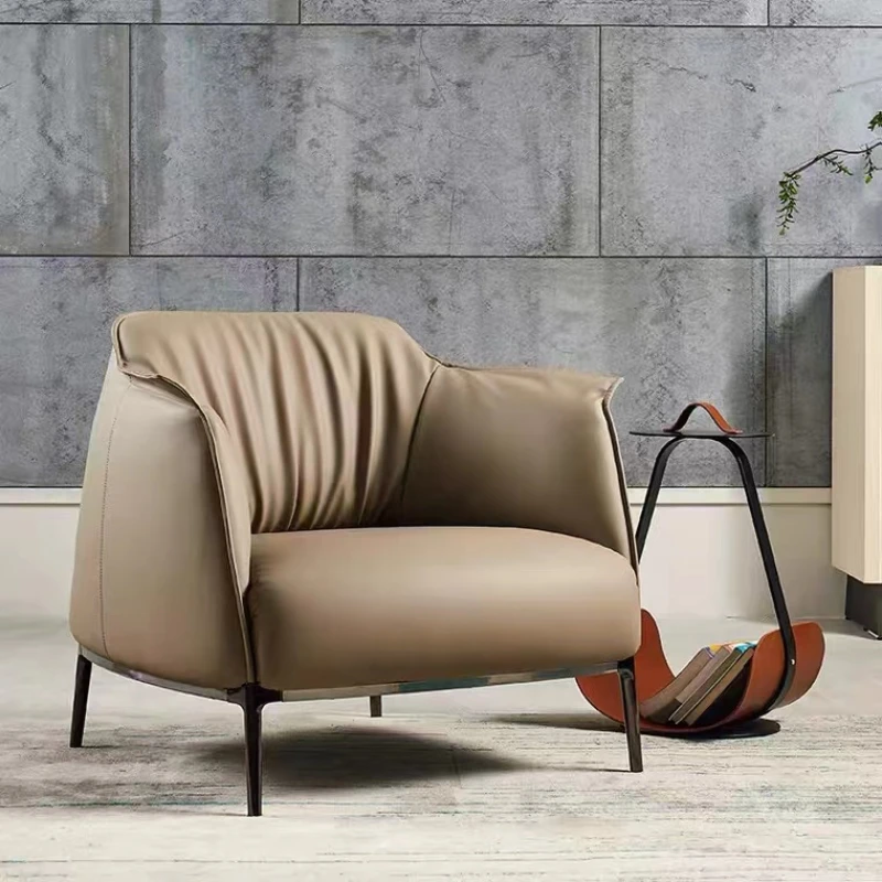 Роскошное кресло Nordic Офисное Кожаное Минималистичный ресторан Стулья для гостиной Nordic Со спинкой Дизайнерская мебель Poltrona Luxo