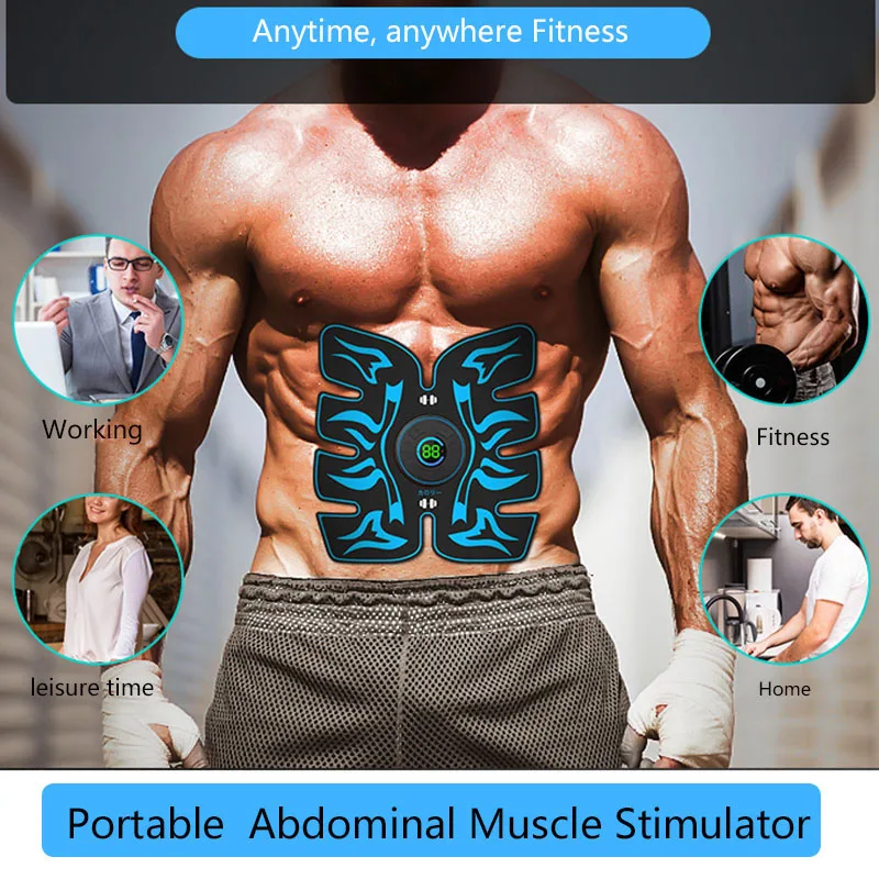 Беспроводной миостимулятор Smart EMS, фитнес-тренажер для тренировки брюшной полости, электрические наклейки для похудения, массажер для похудения тела