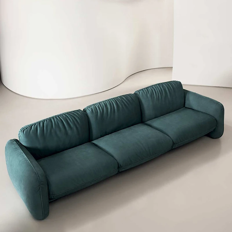 Новый итальянский легкий роскошный кожаный диван с верхним слоем из воловьей кожи, прямой диван для современной минималистичной гостиной