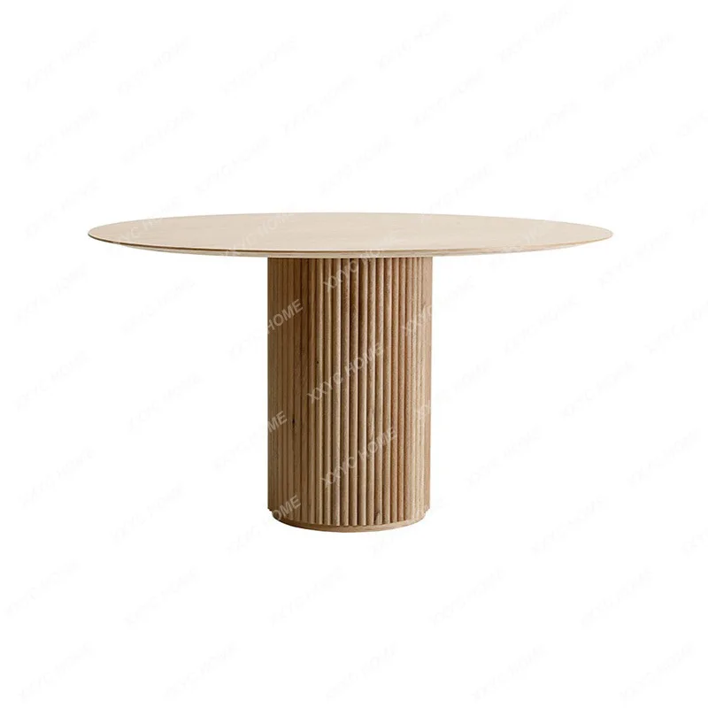 Круглый стол из массива дерева в стиле ретро, обеденный стол в домашнем тихом стиле