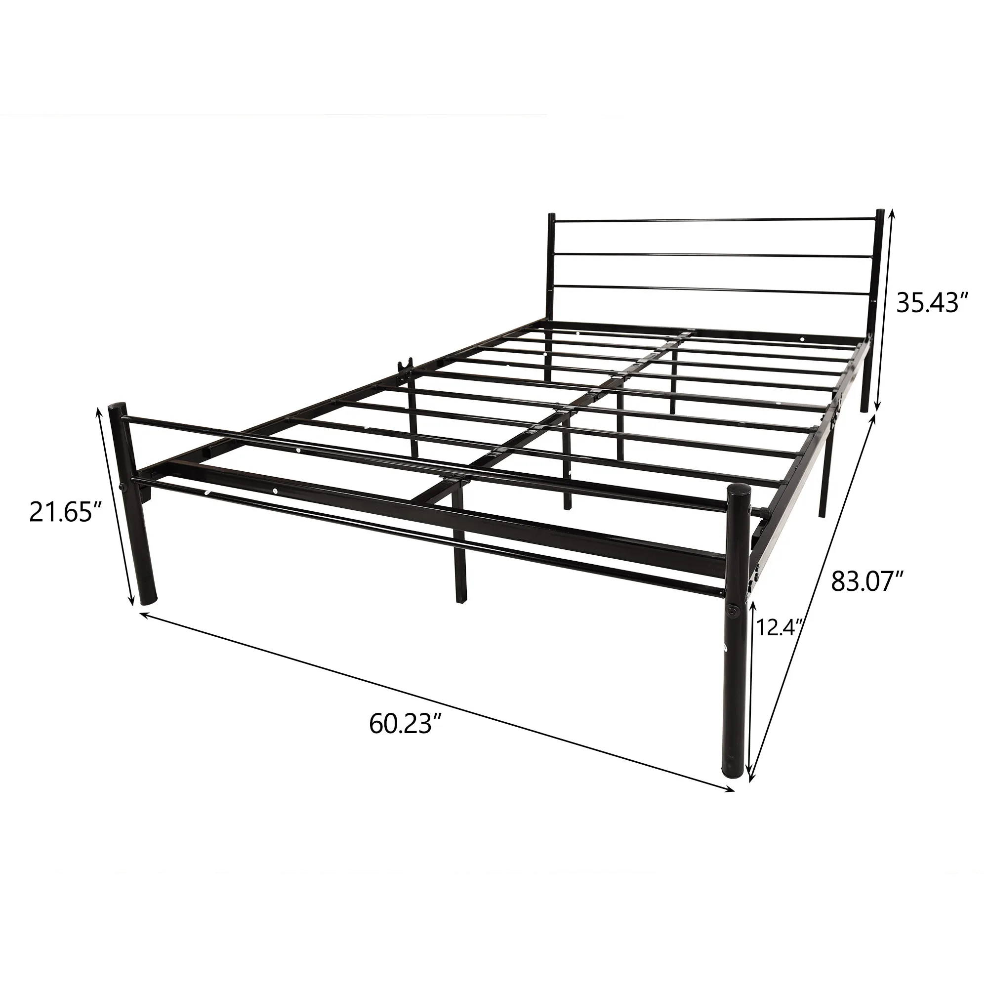 Каркас кровати на металлической платформе с изголовьем/пружинный блок не требуется/ легко монтируется Queen Black Склад в США