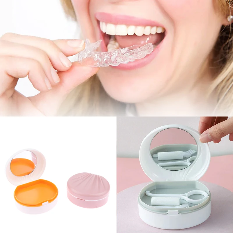 Коробка для брекетов, Двухслойный с зеркалом Ортодонтический фиксатор, Коробка для хранения Ортодонтических зубов, Переносной контейнер для зубных протезов, лоток для зубных протезов.