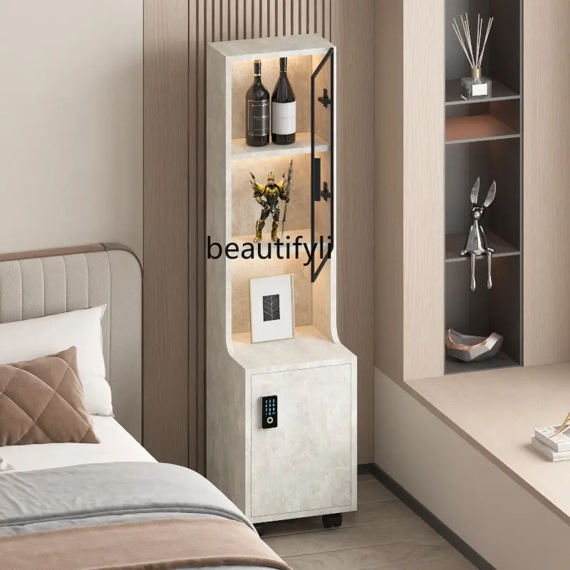 Простая современная прикроватная тумбочка для спальни, боковой шкаф, шкафчик со стеклянной дверью, Роскошная креативная минималистичная прикроватная тумбочка, Высокий стеллаж для хранения