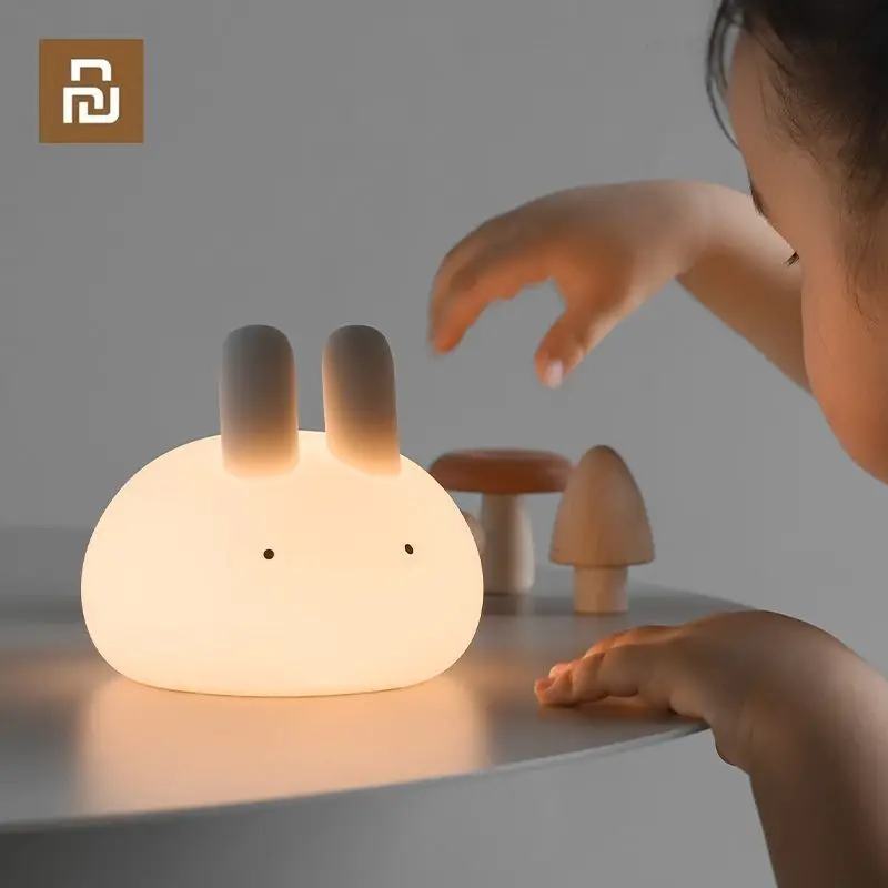 Youpin Портативный USB Rabbit Перезаряжаемый светодиодный ночник Датчик похлопывания Прикроватная тумбочка для спальни Лампа для сна для детей Украшение Ночник