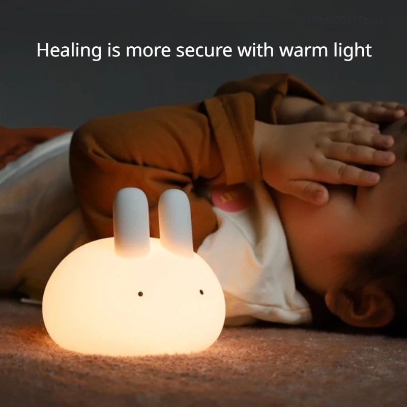 Youpin Портативный USB Rabbit Перезаряжаемый светодиодный ночник Датчик похлопывания Прикроватная тумбочка для спальни Лампа для сна для детей Украшение Ночник