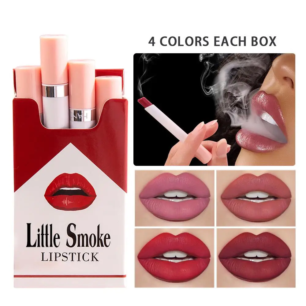 Creative Personality Cigarette Matte Velvet Mist Увлажняющий, легко наносящийся на губы, Не прилипающий к губной помаде Белый бальзам 4 Girls T0O1