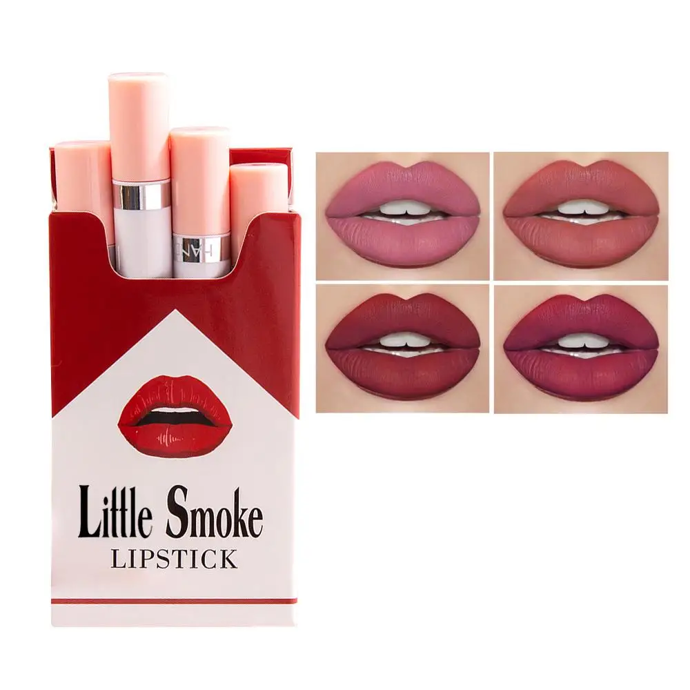 Creative Personality Cigarette Matte Velvet Mist Увлажняющий, легко наносящийся на губы, Не прилипающий к губной помаде Белый бальзам 4 Girls T0O1