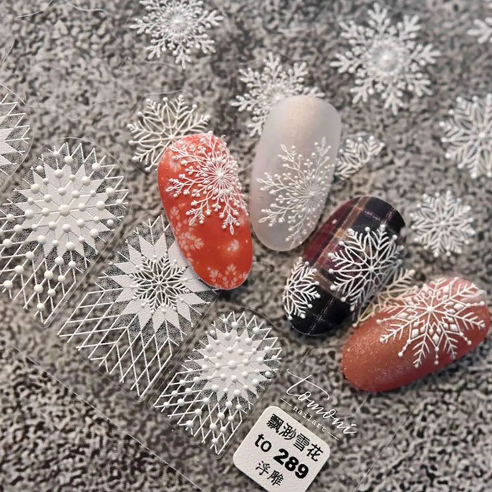 Нежные наклейки-слайдеры для маникюра с тиснением в виде снежинок Облегчают Перенос ногтей