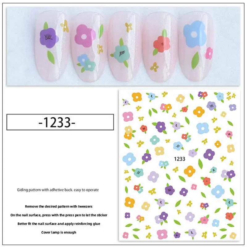 Большой лист нейл-арта наклейка для маникюра аксессуары летние цветы фрукты клубника Японский стиль ультратонкая полоска для ногтей YJ048