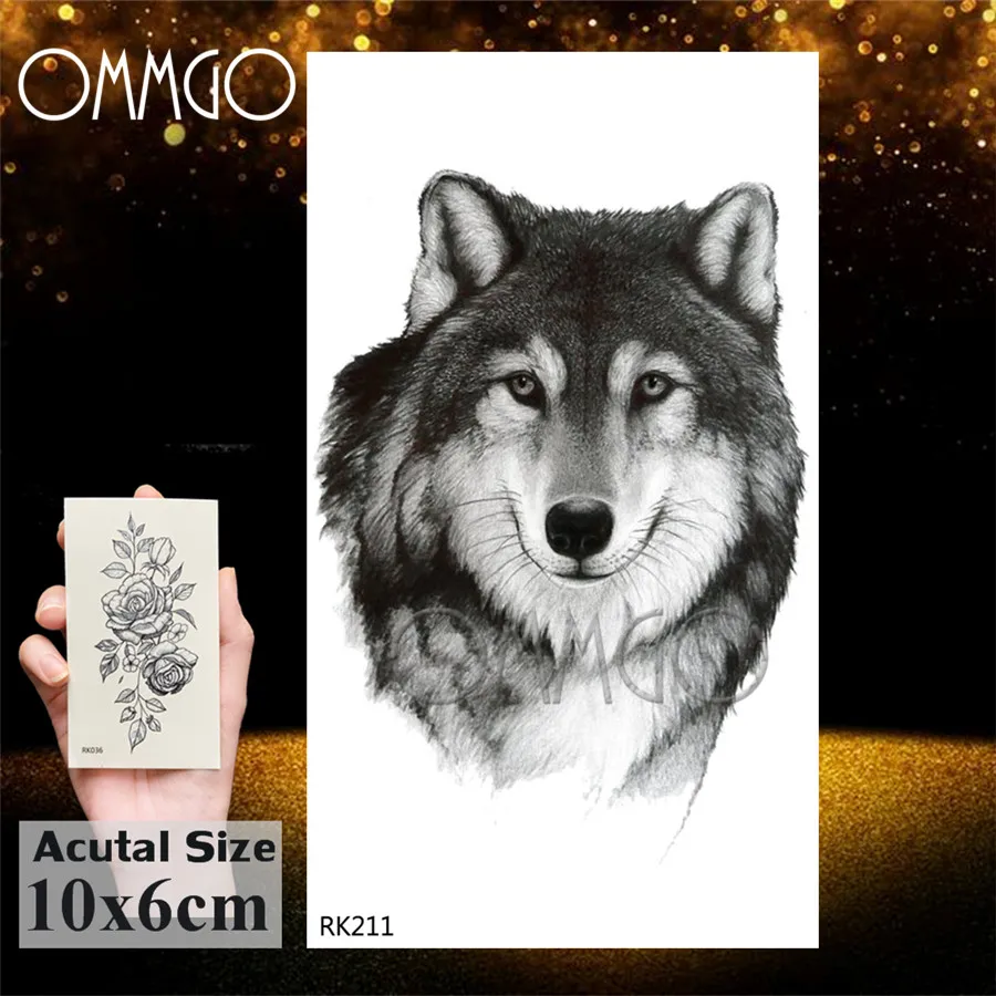 OMMGO Wolf King Galaxy Universe, Наклейка с временной Татуировкой, Водонепроницаемые Поддельные Татуировки Для мужчин И Женщин, Пользовательские Татуировки, Боди-арт, повязка на руку