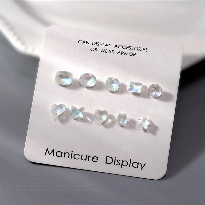 10 шт. высококачественных стеклянных стразов для ногтей Aurora K9, Разноцветные бриллианты для ногтей, заостренный нижний кристалл, 3D украшения для ногтей