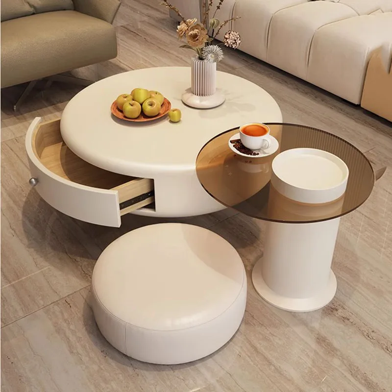 Гостиная Журнальный столик в скандинавском стиле, диван Trau, Современный круглый передвижной журнальный столик Mesa Lateral, Мебель для апартаментов Mesa De Centro