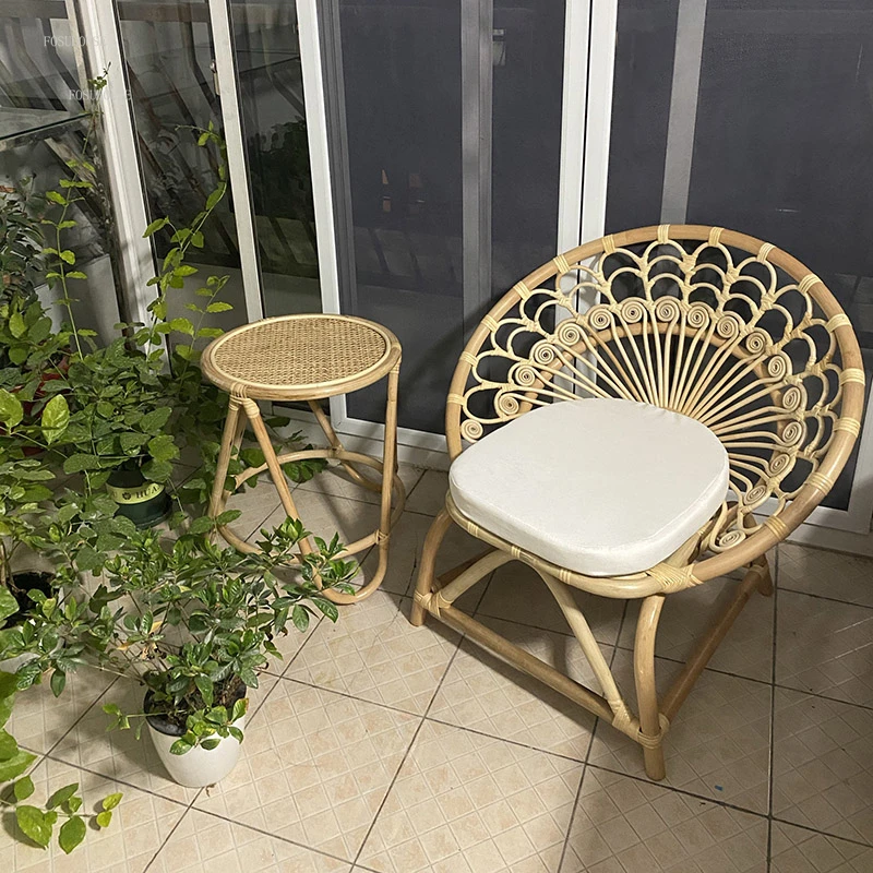 Стулья для гостиной из скандинавского ротанга, Легкое Роскошное Кресло для отдыха на балконе, Дизайнерское Креативное кресло из ротанга с павлином в семье