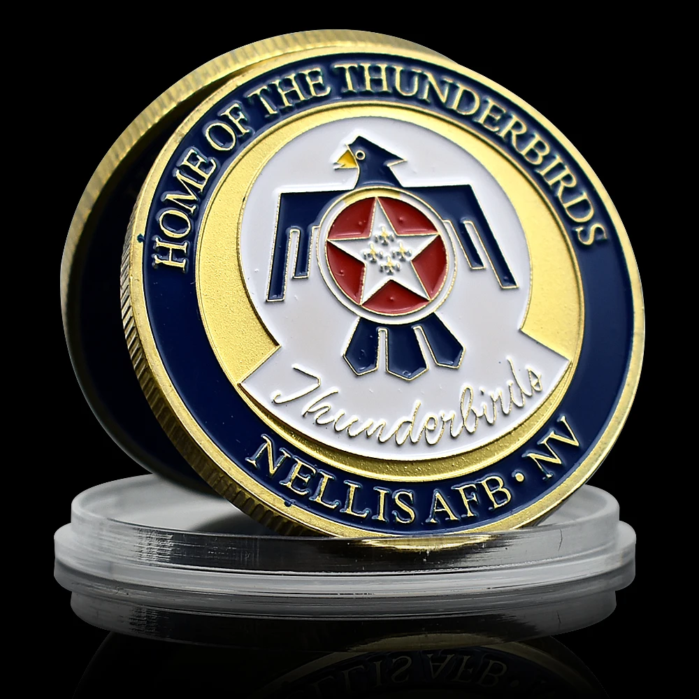 Монета Вызова ВВС США Home of the Thunderbirds Золотой значок NELLIS AFB NV Сувенирные Предметы коллекционирования Украшения дома