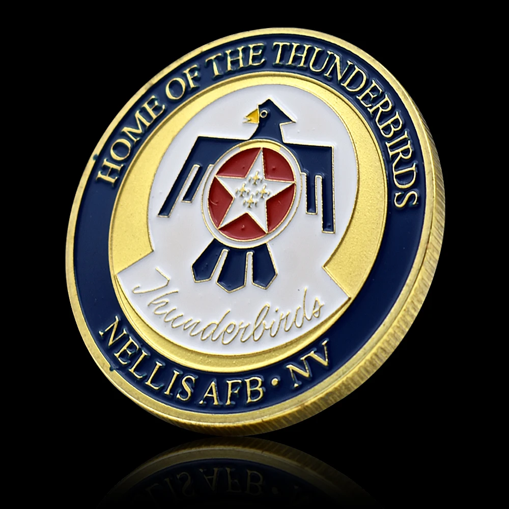 Монета Вызова ВВС США Home of the Thunderbirds Золотой значок NELLIS AFB NV Сувенирные Предметы коллекционирования Украшения дома