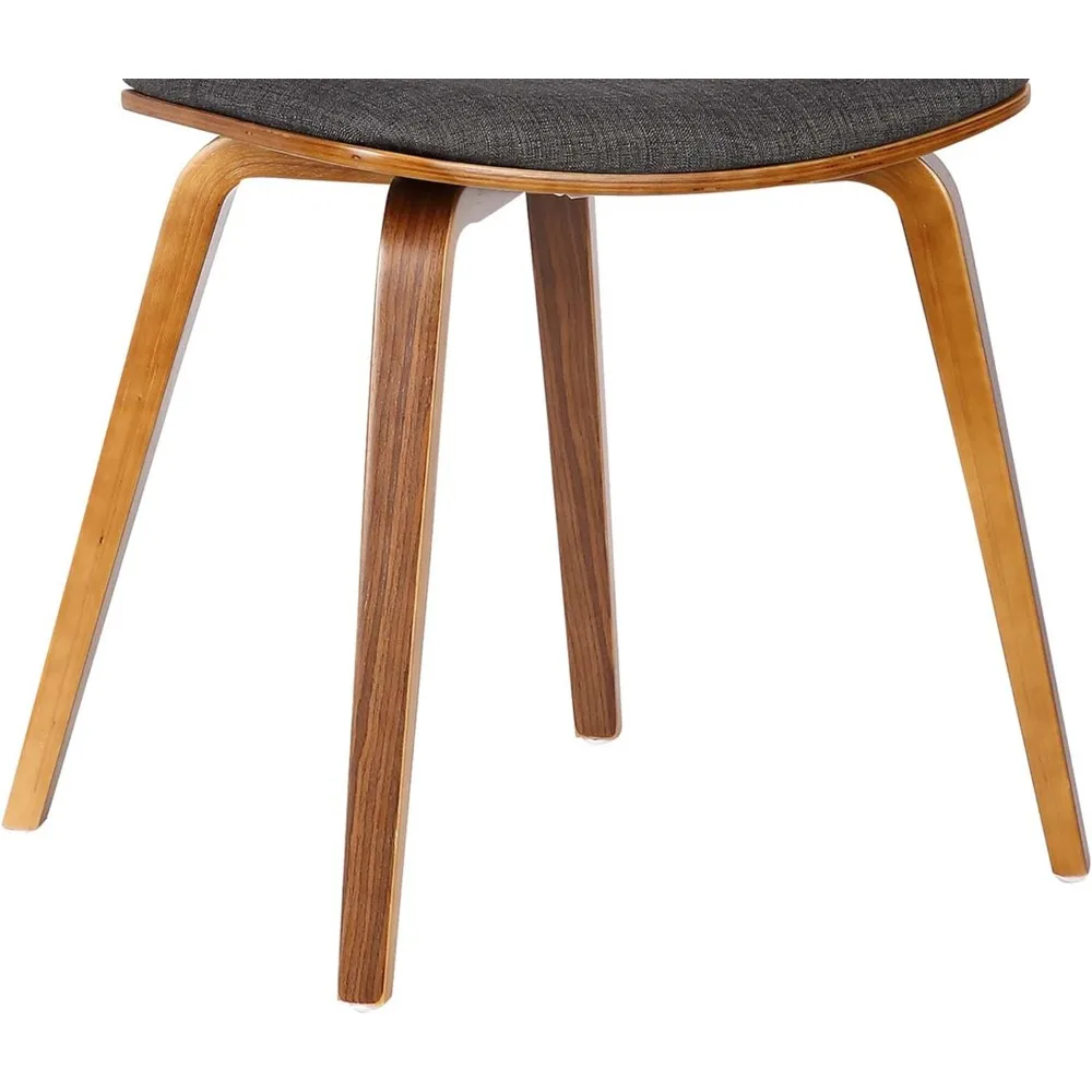Обеденный стул из ткани цвета древесного угля с отделкой под орех, древесный уголь/орех 20D x 18W x 29H дюймов