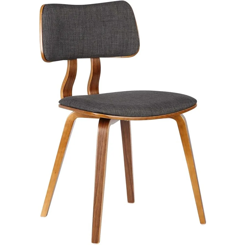 Обеденный стул из ткани цвета древесного угля с отделкой под орех, древесный уголь/орех 20D x 18W x 29H дюймов