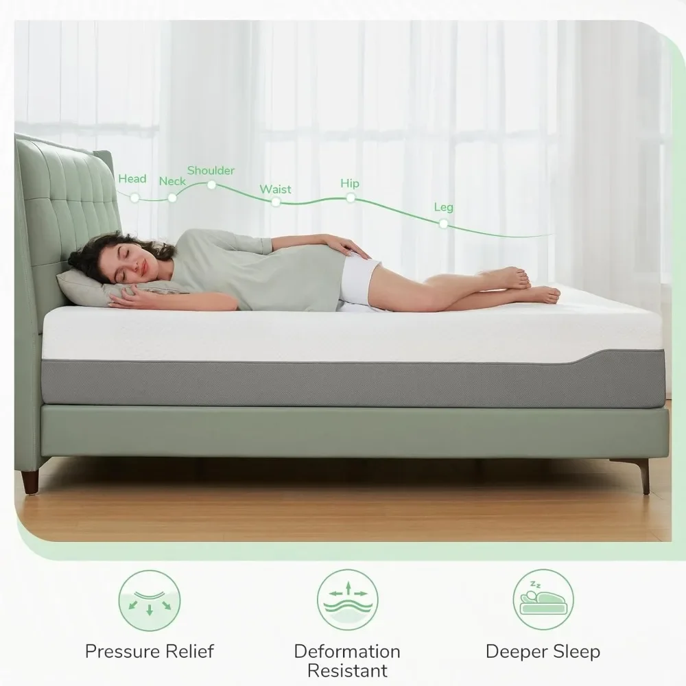 Полноразмерный матрас Matress, 12-дюймовый поролоновый матрас в коробке, матрасы для кроватей, матрасы со средней мягкостью, кровати и мебель для сна