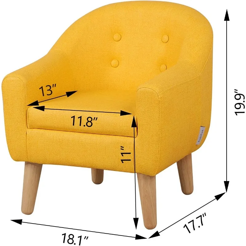 Одноместный Детский диван-кресло Getifun из ПВХ, Диван-кушетка для малышей с Деревянными ножками, Идеальное Детское кресло для детского подарка (Желтый)
