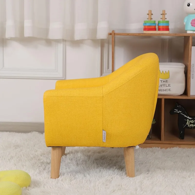 Одноместный Детский диван-кресло Getifun из ПВХ, Диван-кушетка для малышей с Деревянными ножками, Идеальное Детское кресло для детского подарка (Желтый)