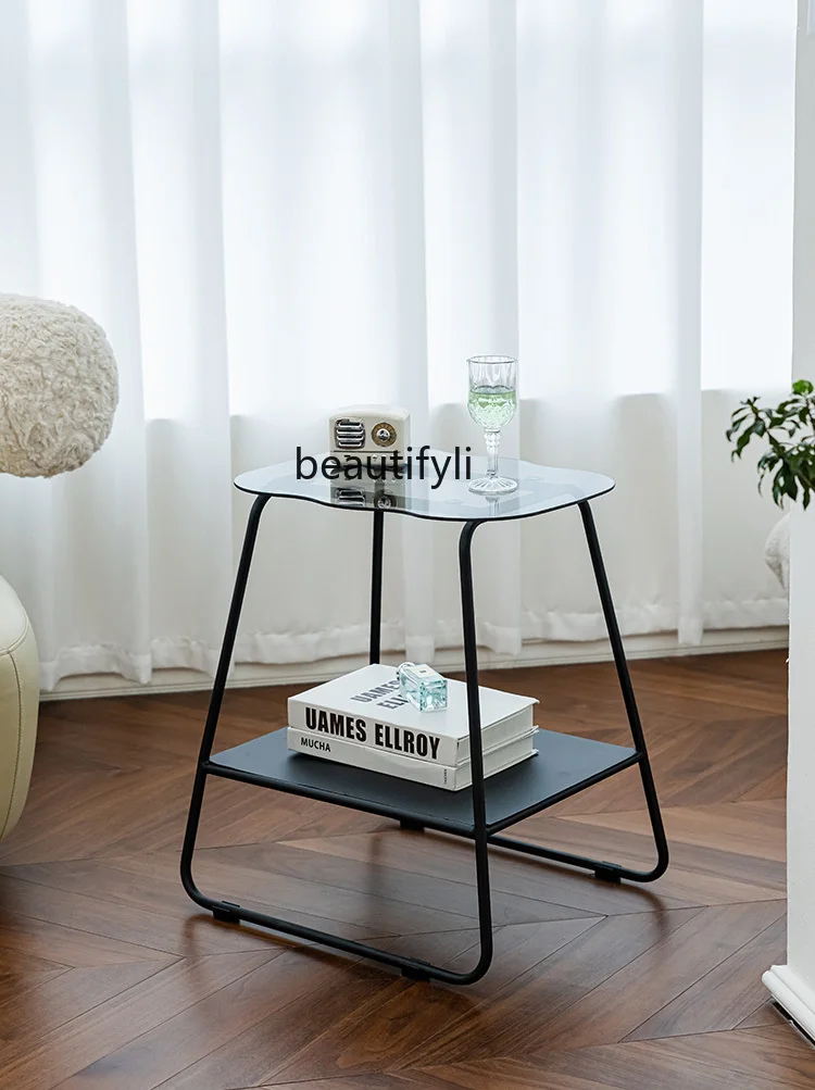 Стеклянный диван-Приставной столик Современный Домашний Журнальный столик для гостиной, Прикроватный столик для спальни, Угловой столик для хранения