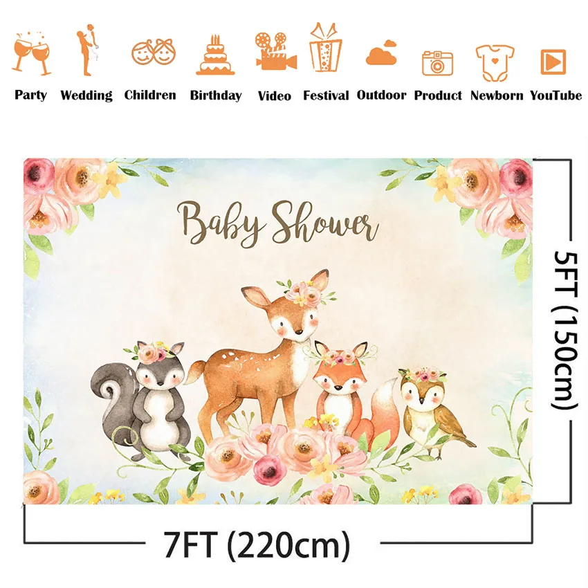 фон для душа ребенка цветочные сафари животные принадлежности для украшения вечеринок новорожденные дети индивидуальный фон для фотостудии