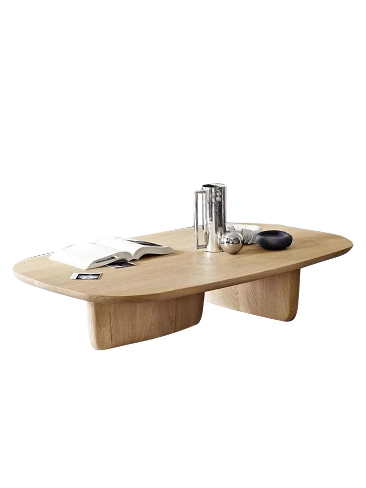 Скандинавский минималистичный овальный журнальный столик из цельного дерева, современный минималистичный креативный столик в гостиной, японский B & B log small tea