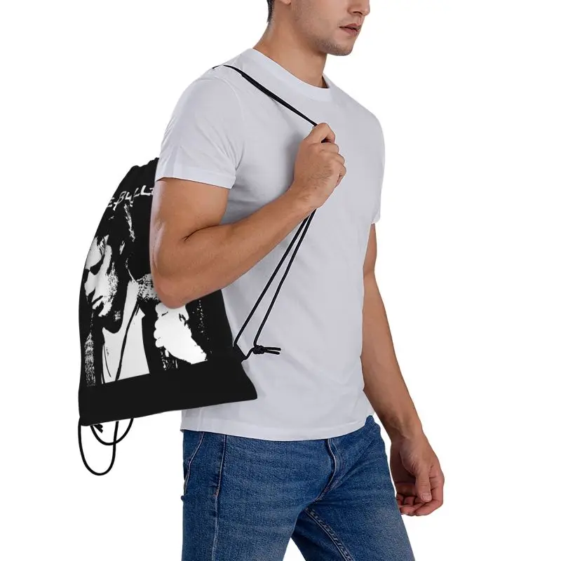 Черно-белые сумки на шнурках Jeff Buckley 90-х, спортивная сумка с милой 3D-печатью