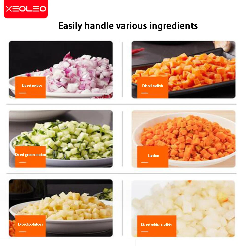 Автоматическая овощерезка XEOLEO для измельчения овощей, используемая для измельчения пищевых продуктов, таких как фрукты, овощи, ветчина, картофель и т.д.