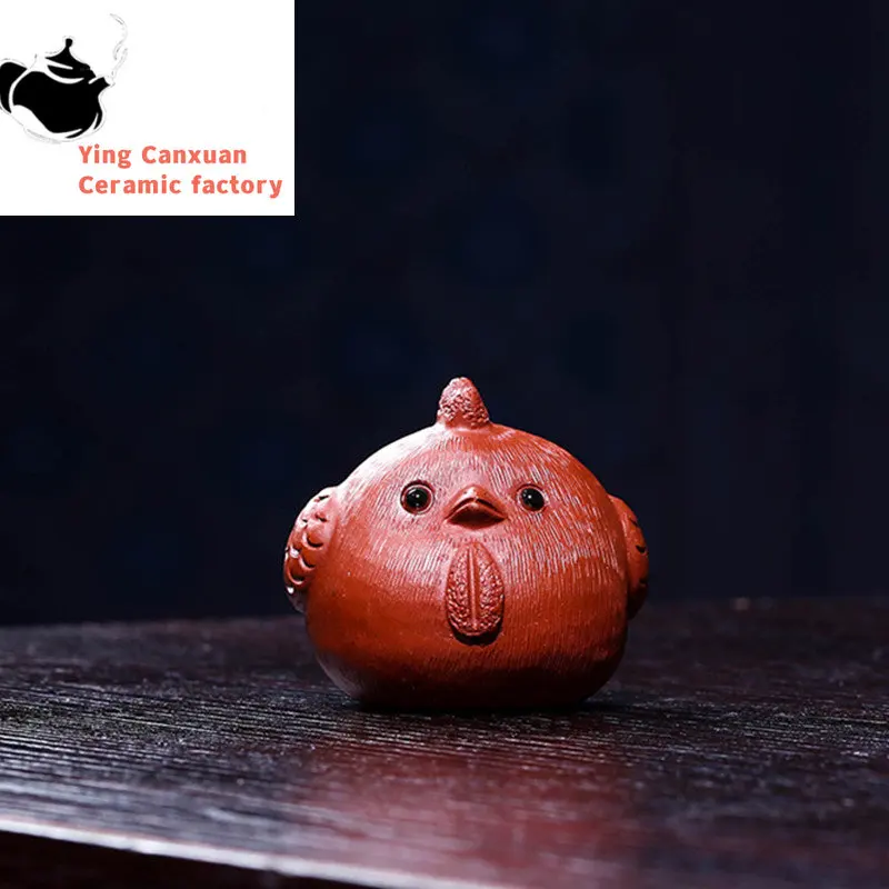 Чайный питомец из Исинской фиолетовой глины, Статуэтка цыпленка Зодиака ручной работы, Счастливые украшения, скульптура, Чайная статуэтка, ремесла, Китайский Чайный набор, декоры